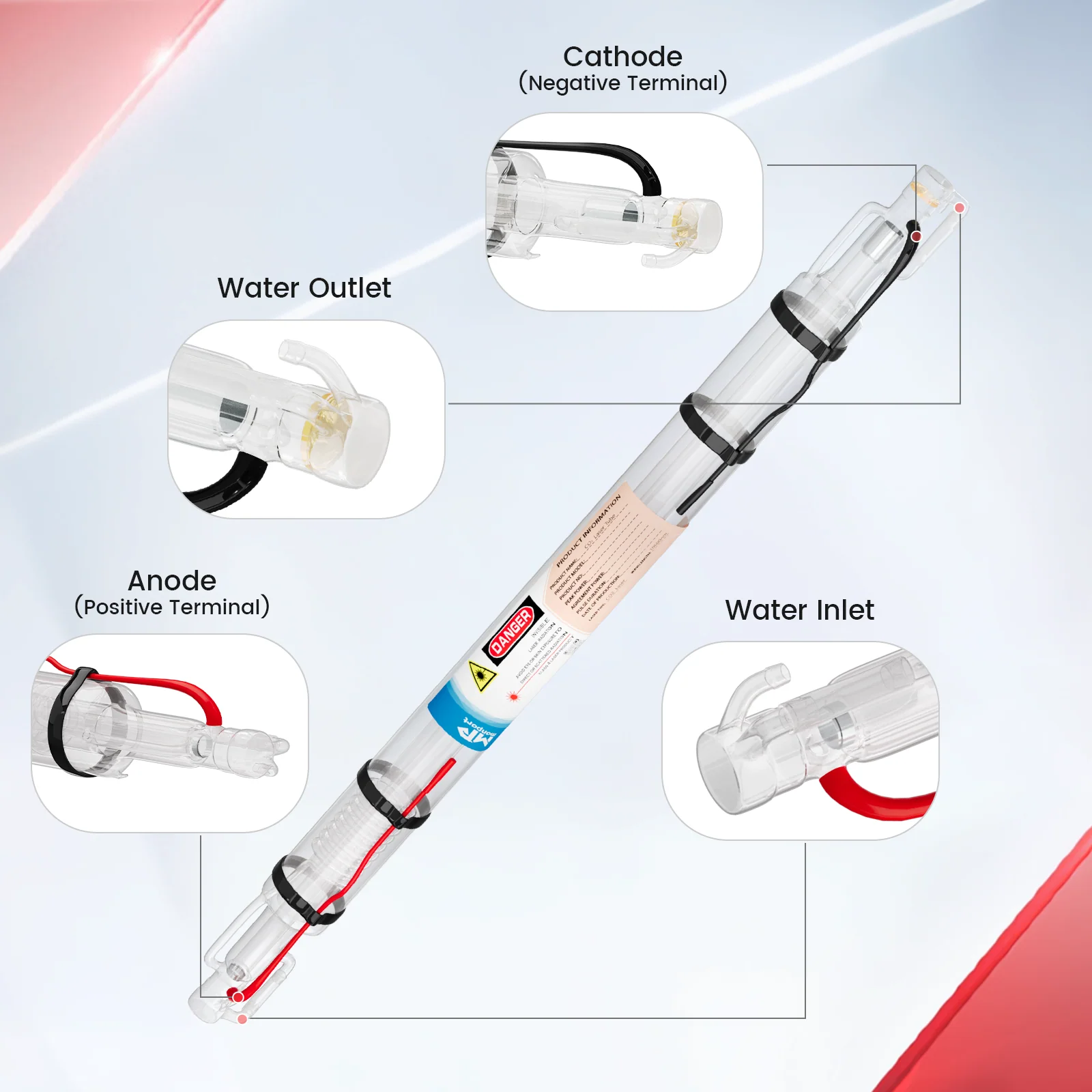 Monport 40W CO2 Laser Tube for Laser Engraver - Image 4