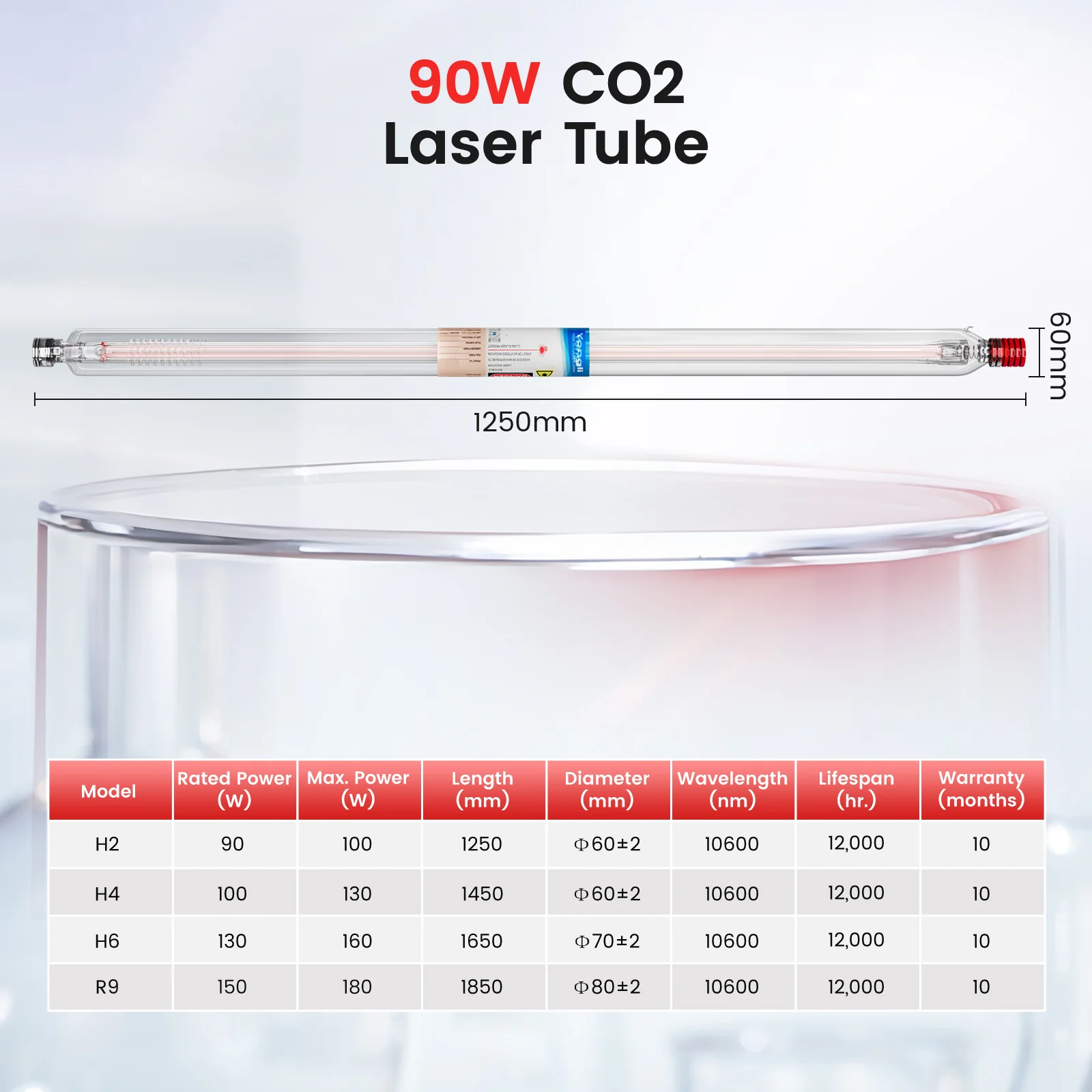 Monport 90W CO2 Laser Tube for Laser Engraver - Image 6