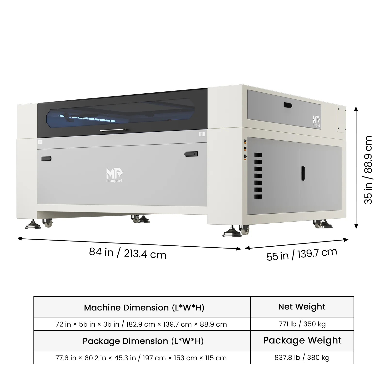 Monport Effi16S Upgraded 150W CO2 Laser Engraver & Cutter with Autofocus and Built-in Water Chiller - Image 12