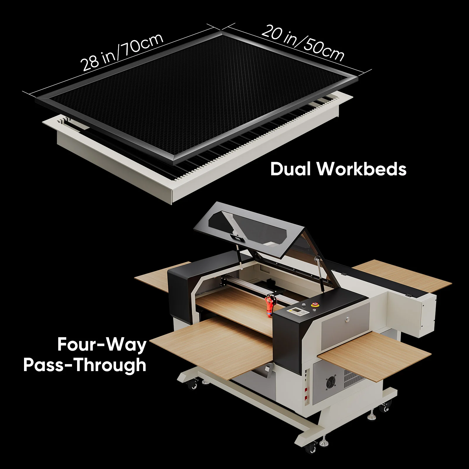 Monport 90W CO2 Laser Engraver & Cutter (28" x 20") with Autofocus and Bracket - Image 7