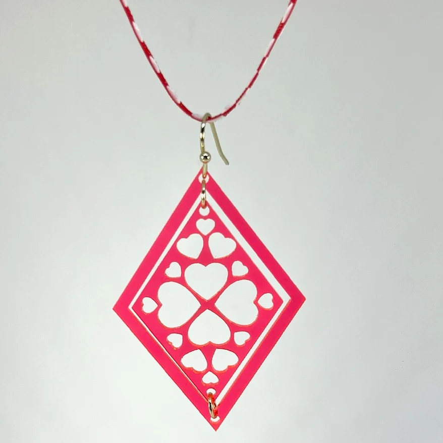 Diamond heart earrings DIY Laser Cutting File