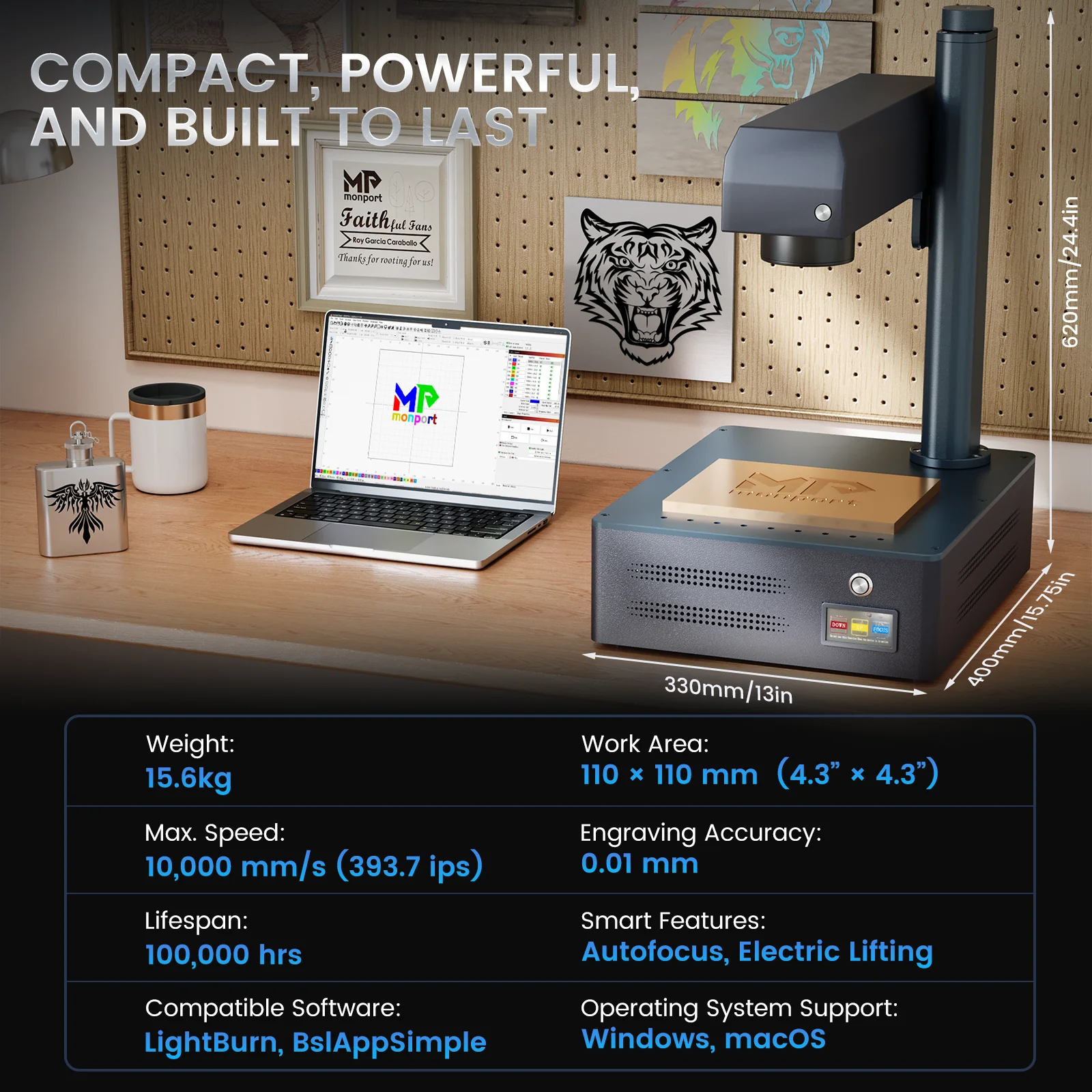 Monport GM 20W Pro Integrated Fiber Laser Engraver & Marking Machine with AutoFocus - Image 9