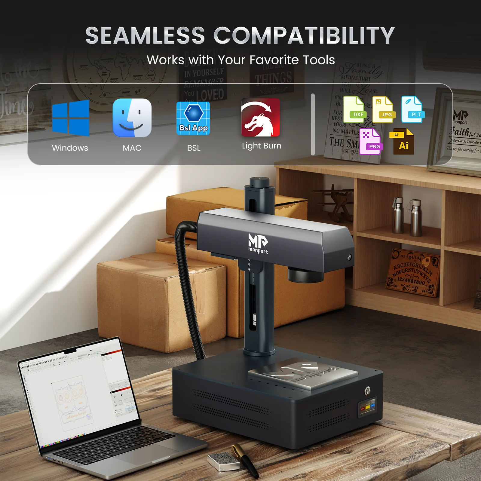 Monport GM 60W Pro Integrated JPT MOPA Fiber Laser Engraver & Marking Machine with AutoFocus - Image 8