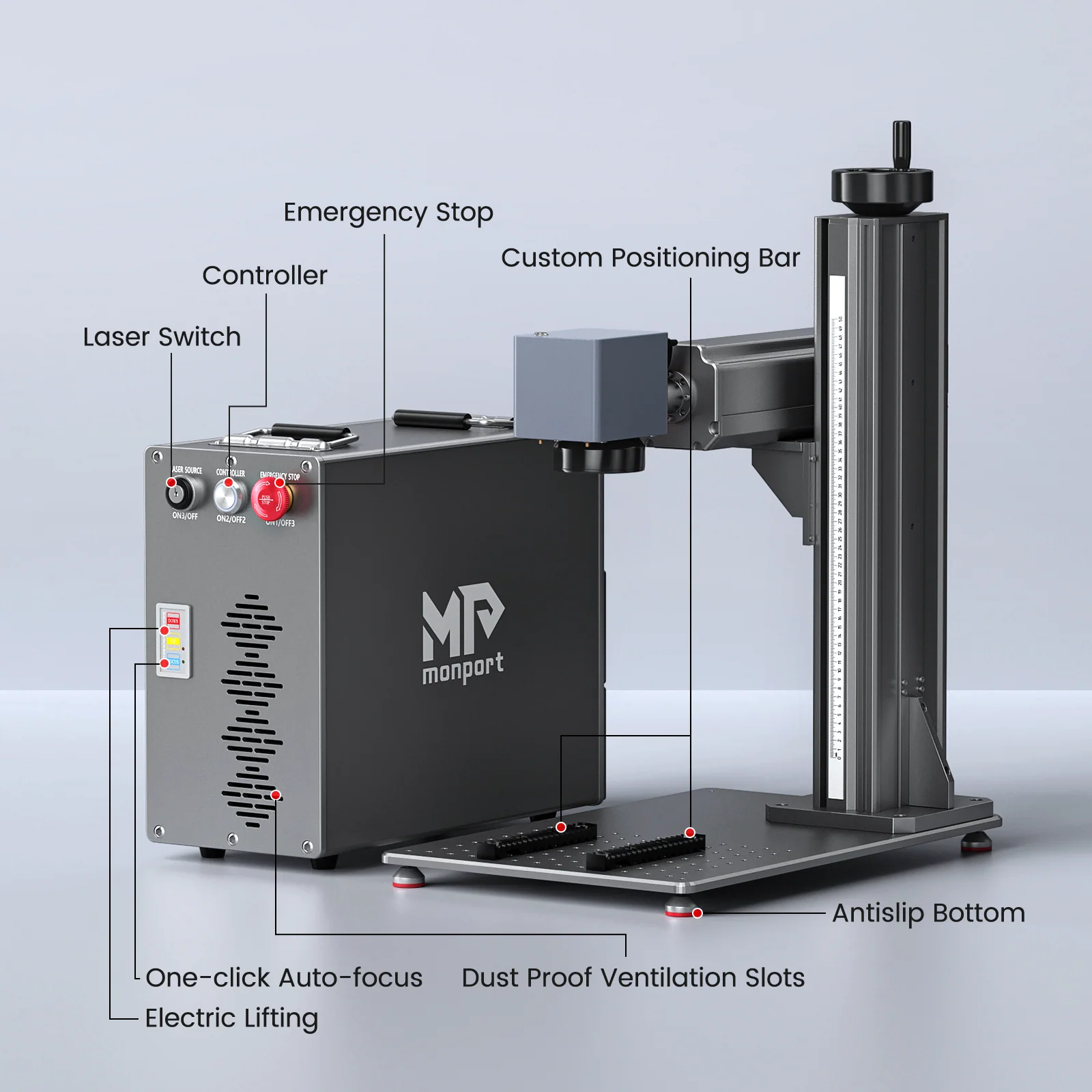 Monport GT 50W Split Fiber Laser Engraver & Marking Machine With AutoFocus (7.9" x 7.9") – FDA Approval - Image 16
