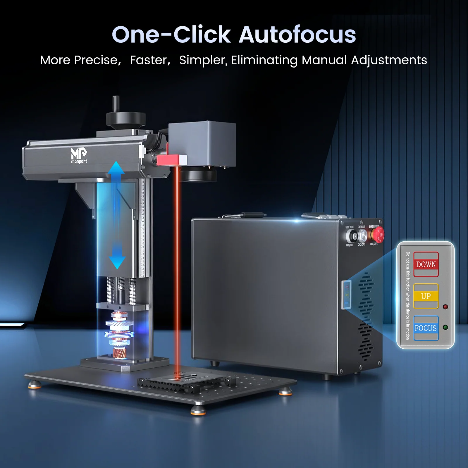 Monport GT 50W Split Fiber Laser Engraver & Marking Machine With AutoFocus (7.9" x 7.9") – FDA Approval - Image 4