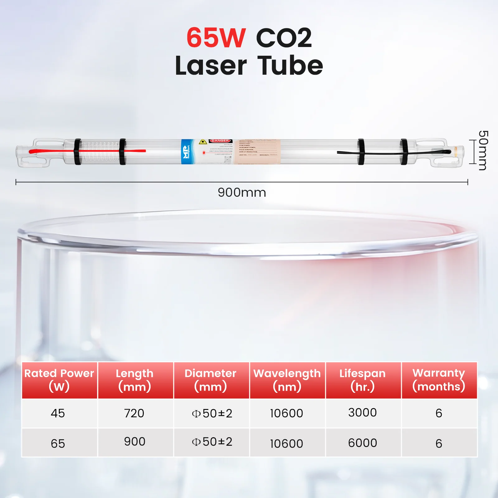 Monport 65W CO2 Laser Tube for Laser Engraver - Image 8