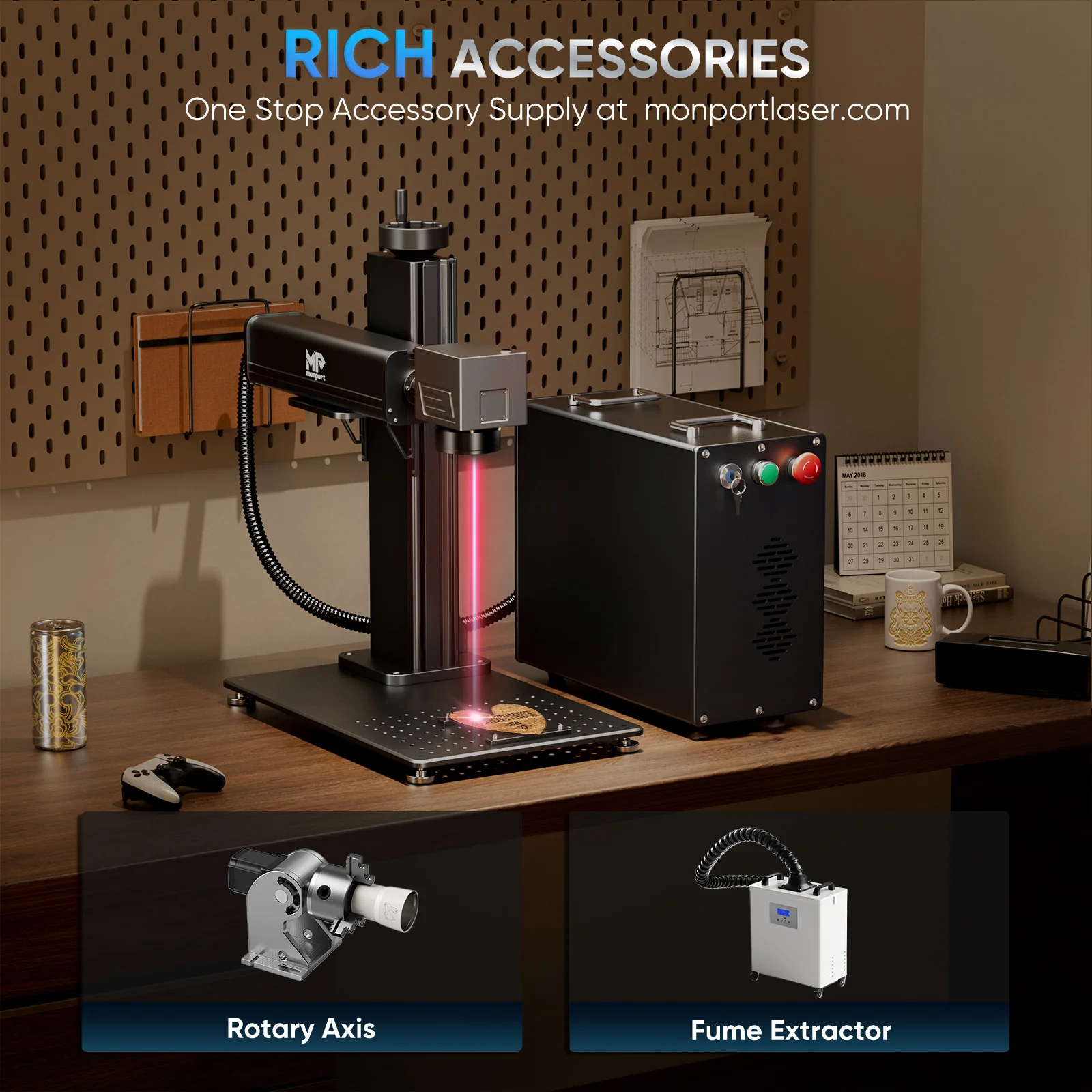 Monport GPro 60W Split MOPA Fiber Laser Engraver & Marking Machine With Manual Focus - Image 10