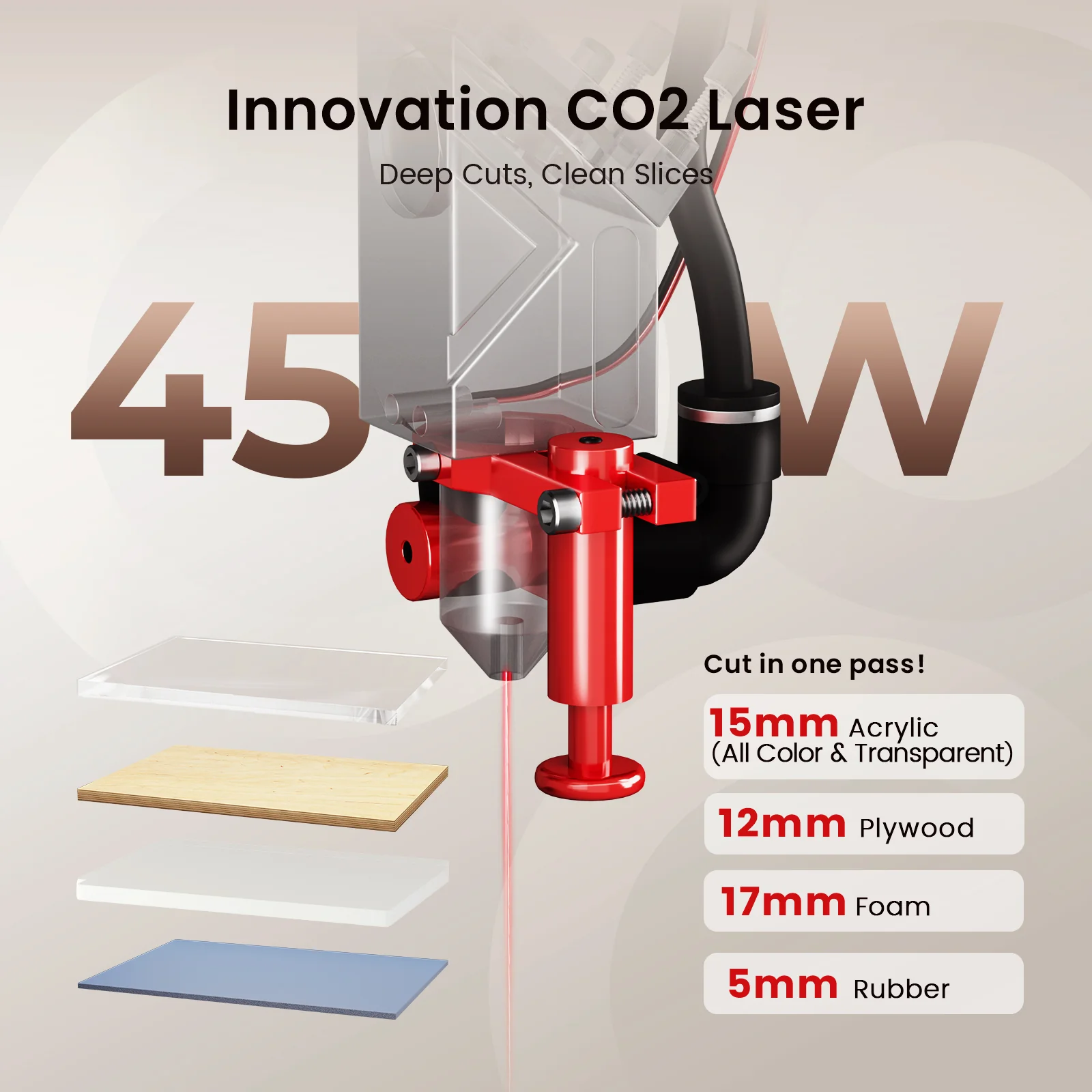 Monport Reno45 Pro Vision 45W Desktop CO2 Laser Engraver & Cutter (16" X 12") with 8MP HD Camera and Magnetic Assisted Focus - Image 7